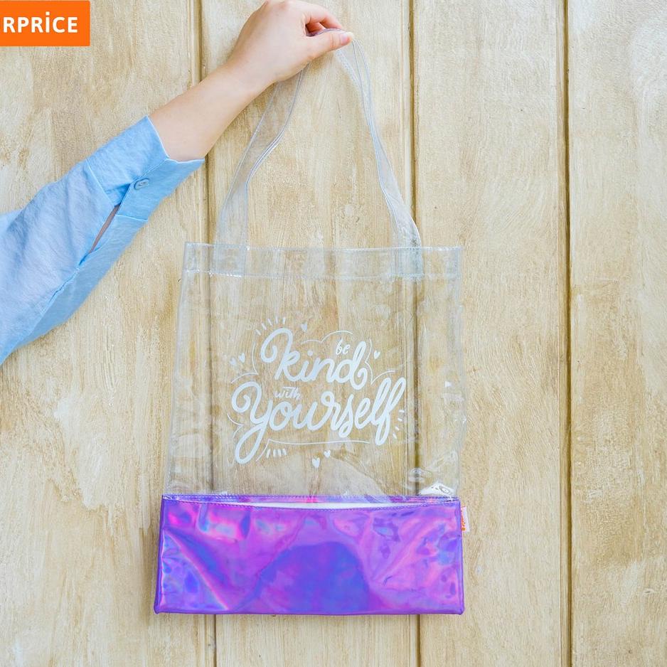 Handal Surprice Tas Tote Bag Fashion Transparan Hologram / Tote Bag Mika Hologram / Tas Selempang PV