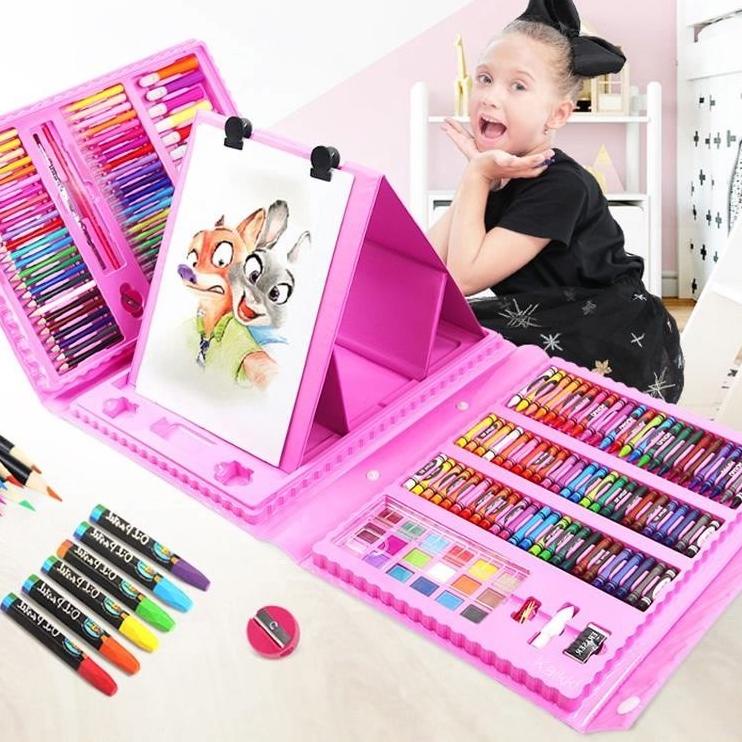 

Trend Crayon Anak Super Sett 208pcs / Pensil Warna Lengkap Mewarnai Melukis Cat Air Krayon Anak Grosir Favorit