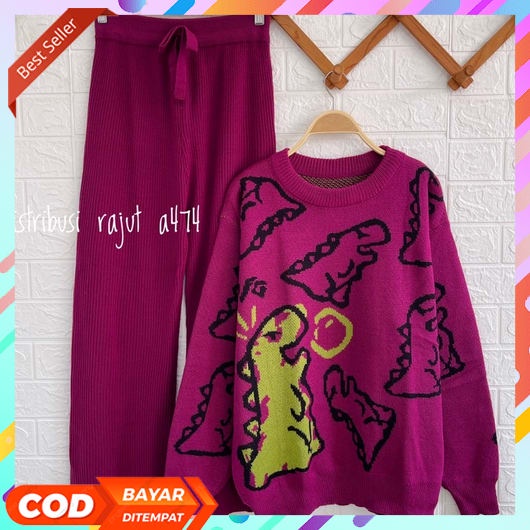 Setelan Setcel One Set Piyama Baju Tidur Wanita Dewasa Korea Pp Katun t Vneck Lengan Panjang Premium