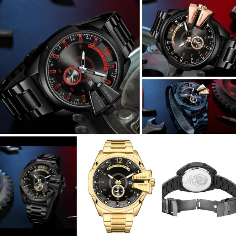 Jam Tangan Analog Pria Diesel Strap Rantai Stainless stell