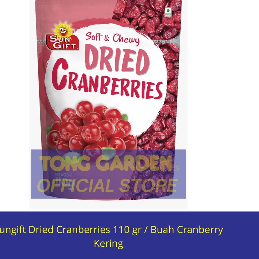 

Termurah ✅ Tong Garden Buah Kranberi Kering Sun Gift Tong Garden - Dried Cranberries 110 g