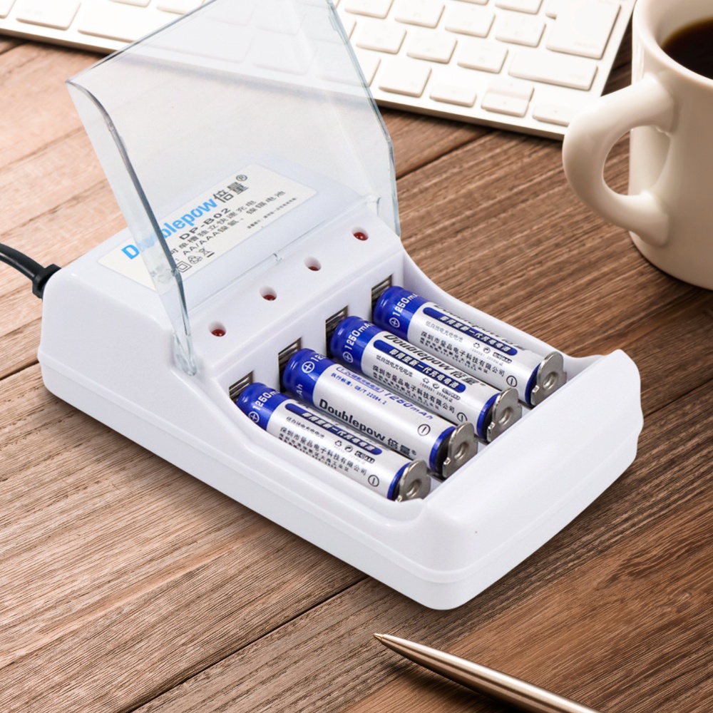 Charger baterai 4 slot aa or aaa with 4pcs aaa 1250 mah dp b02 dp b02 white