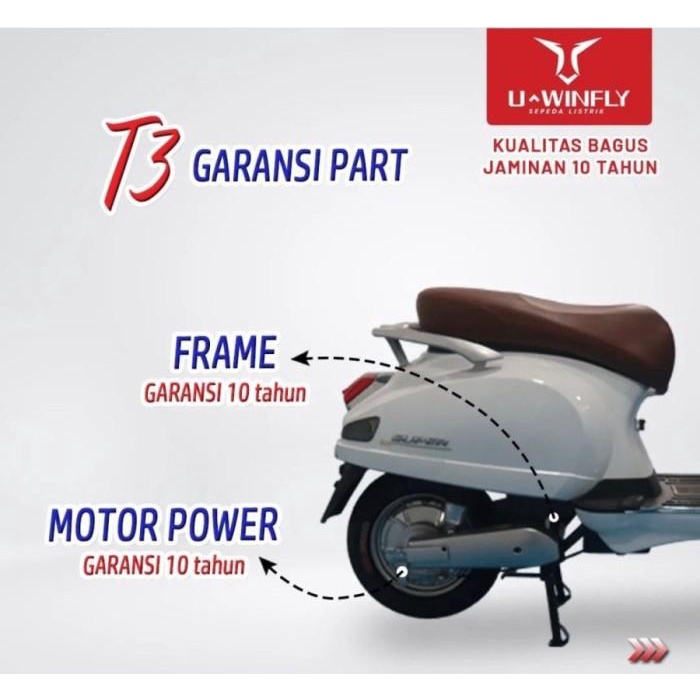 Sepeda Motor Listrik Vspa UWINFLY T3 Scooter Matic Bisa STNK Garansi