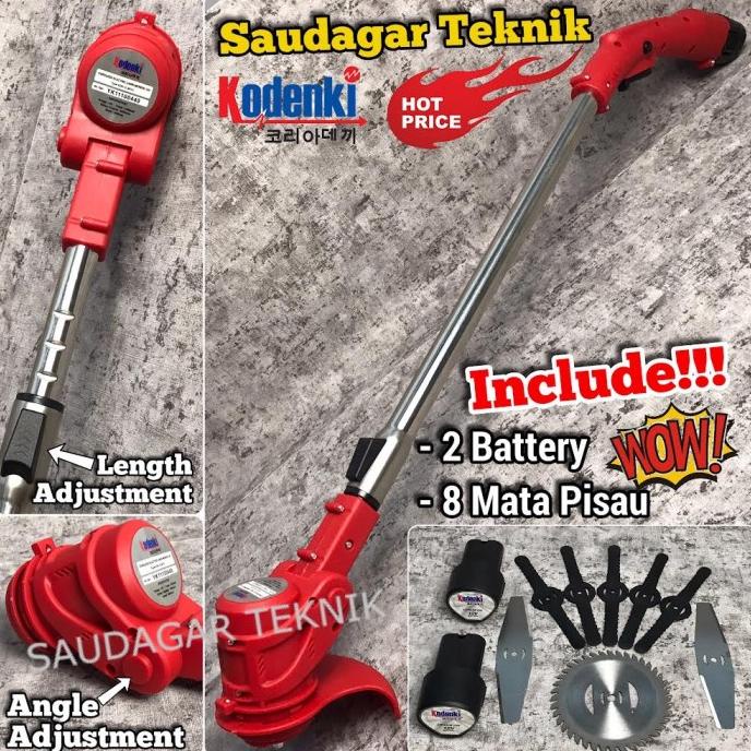 Mesin Potong Rumput Baterai Cordless Grass Cutter Trimmer Kodenki