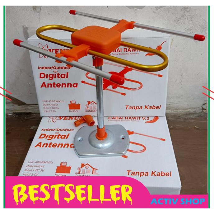 Antena UHF TV Digital VENUS Cabai Rawit Outdoor Indoor Plus Booster 5V