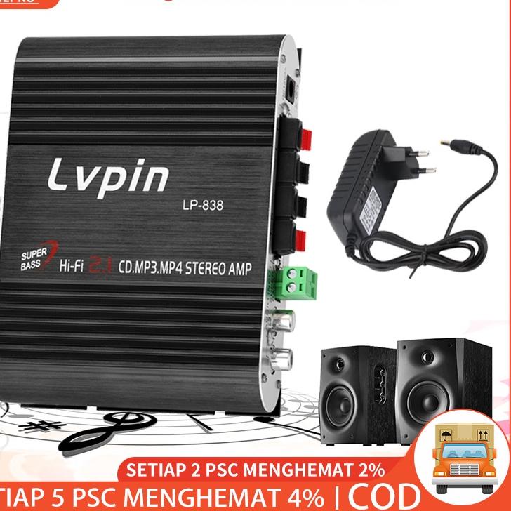 Terbaik Lvpin Ampli Mini HiFi Stereo Power Amplifier Treble Bass Booster 12V Audio Amplifier 2.1 channel gas 
