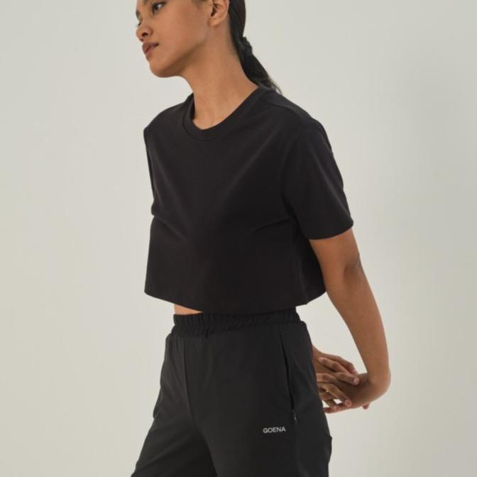 GOENA - ALL DAY Cotton Crop Top Kaos Katun Olahraga Gym Wanita