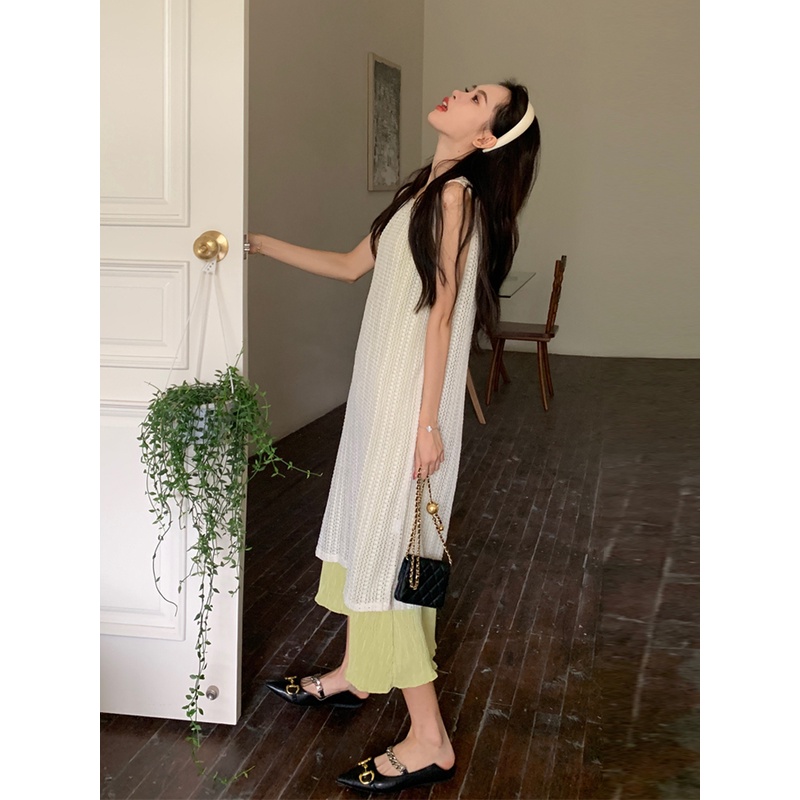 ☸✾dress summer beach casual blouse dress women s summer lazy wind suspender skirt slim vest skirt design sense ceruk rok panjang