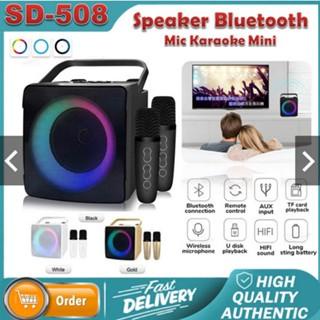 Terlaris Sdrd Sd 508 Mic Speaker Karaoke 2 Mic Portable Wireless Bluetooth