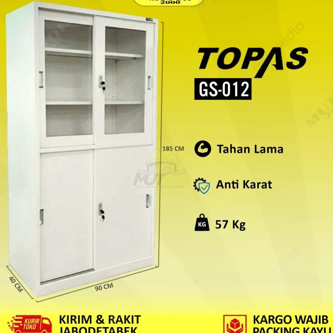 

New Sale Lemari Arsip Lemari Besi Filling Cabinet 2 Kaca 2 Besi Topas Gs-012 Original