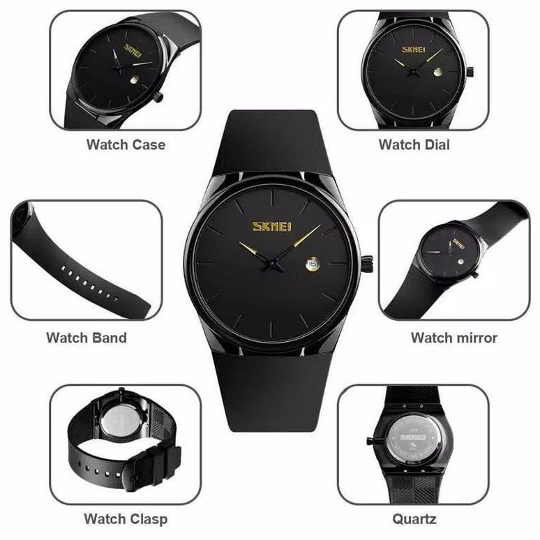 Jam Tangan Pria Skmei Tangal Aktif Body Tipis Strap Karet