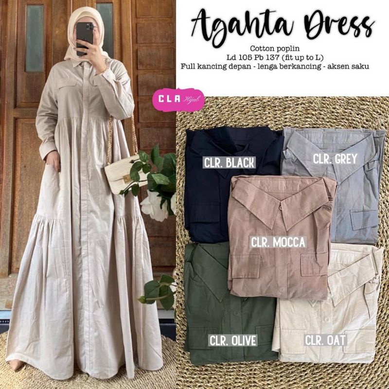 Agahta Dress wanita maxi dress muslim gamis wanita gamis muslim gamis muslimah gamis katun poplin ga