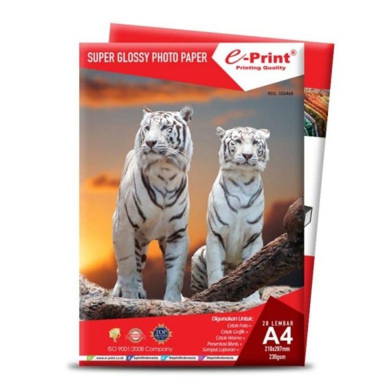

Grosir Kertas Foto Super Glossy E-Print A4 230Gsm Isi 20