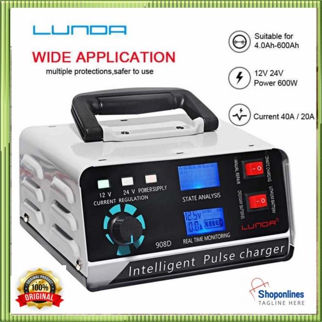 Cas Aki Mobil / Charger Aki Mobil Motor 400W 12V/24V 400 Ah + Lcd