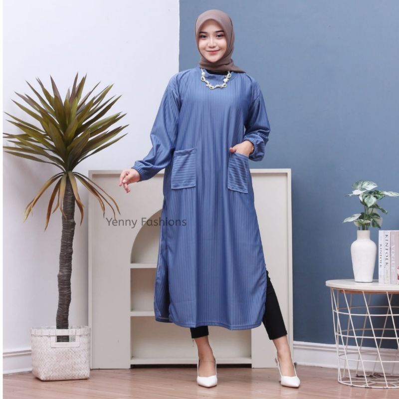 Long Tunik Jumbo Hornet Knit Kimia Tunik Hornet Knit Premium Import