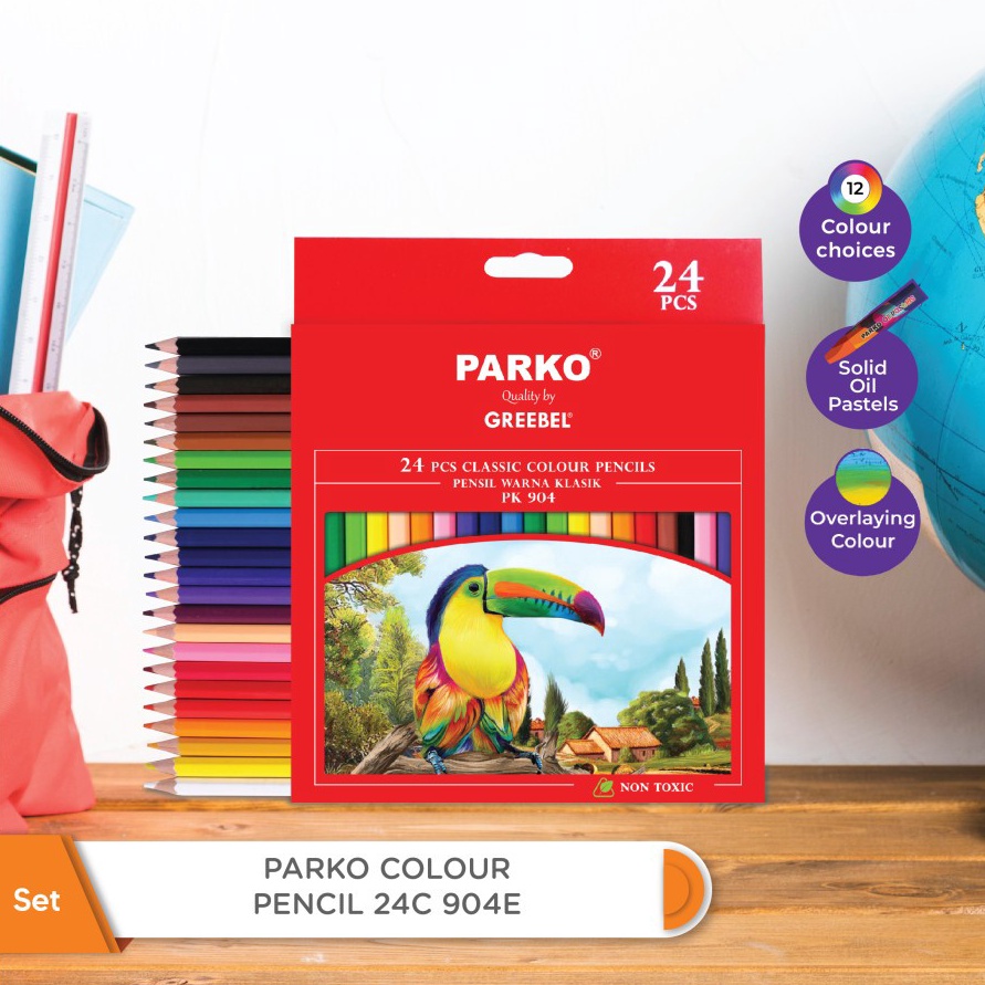 

[KODE GFRGR] PARKO Pensil Warna anak PENCIL 24C 904E (ISI 24) / Coloring Cerah tdk berdebu aman non toxic