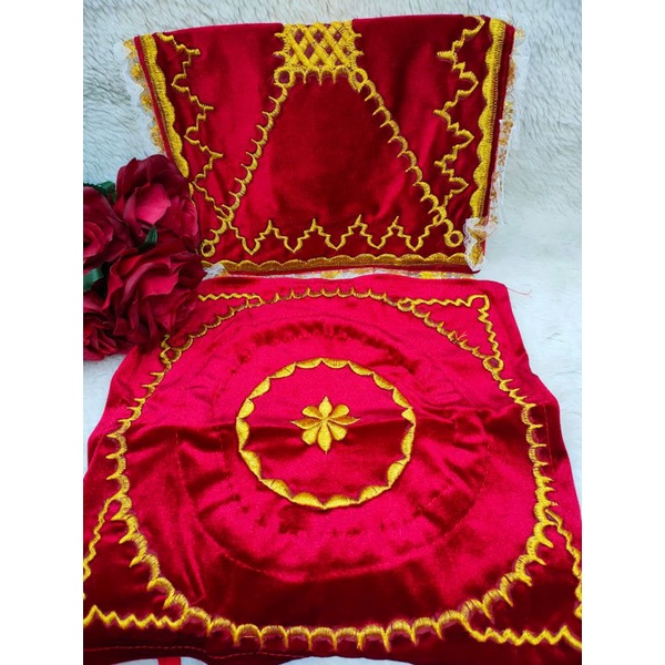 Kain Kacar Kucur Set Sultan Bordir KLASIK Elegan Velvet Merah