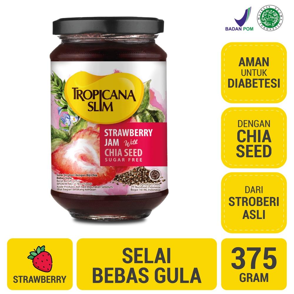 

Tropicana Slim Strawberry Jam 375 g - Selai Stroberi Bebas Gula Non COD