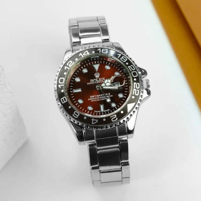 New Sale Jam Tangan Rolex Pria Terlaris Rantai Stainliss Steel Tanggal Aktif Quartz