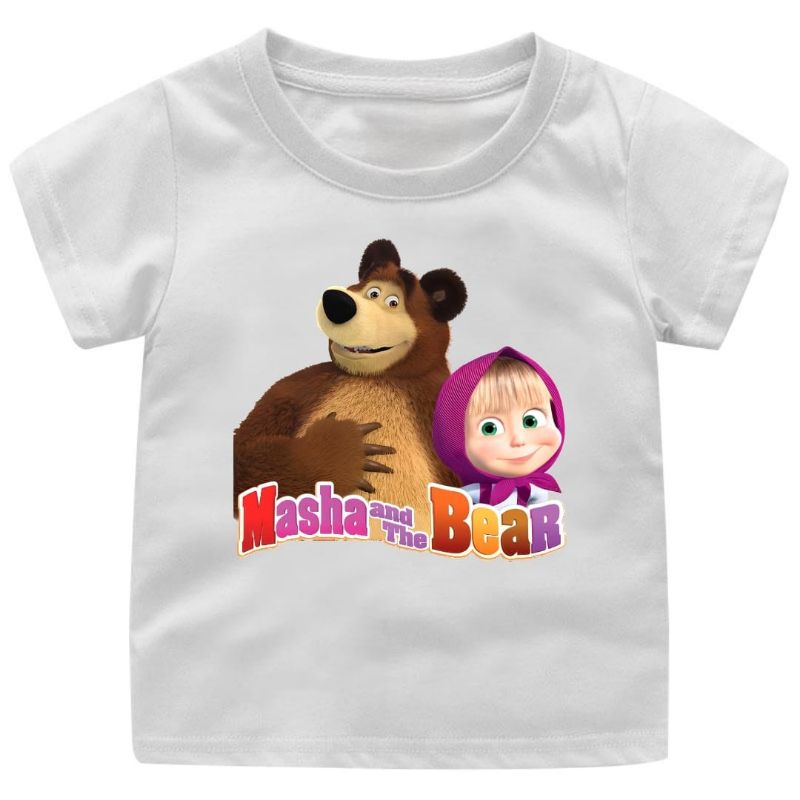 Baju Kaos Anak Masha &amp; Bear Usia 1-12Tahun