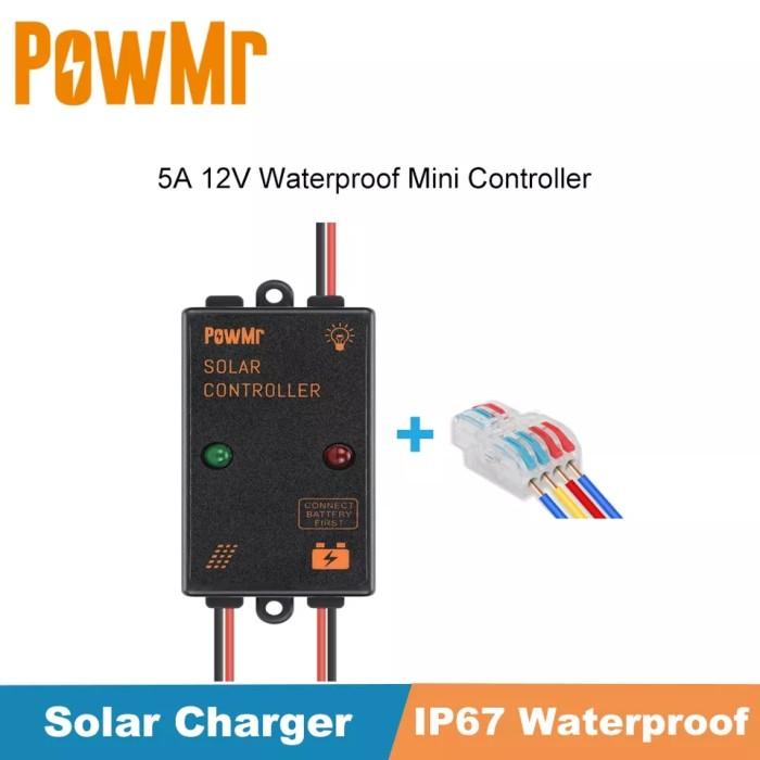Terlaris Scc Solar Charge Controller Powmr 12V 5A Waterproof Ip67