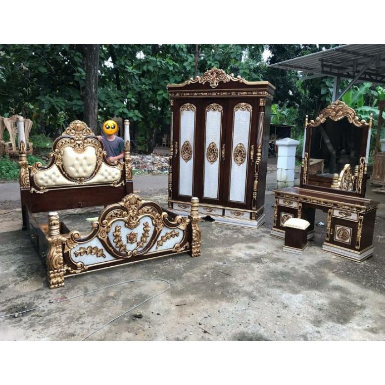 Set ruang kamar tidur minimalis kayu jati murah furniture jepara