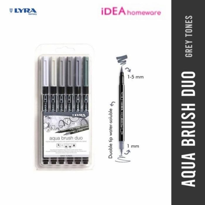 

Best Seller Lyra Aqua Brush Duo Grey Tones Set 6 Pcs Brush Pen Warna Abu