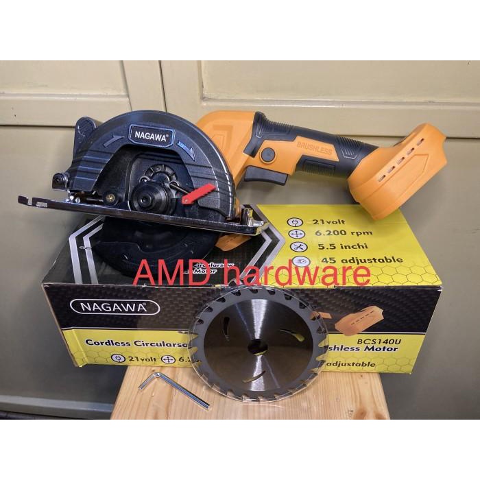 Terlaris Nagawa Bcs140U Circular Saw Cordless 5,5" Brushless Tanpa Baterai &Cas