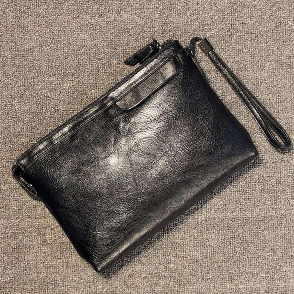 Promo Pennay Men Bags - Tas Clutch Kulit Pria Detroit  - Tas Tangan Import Hitam