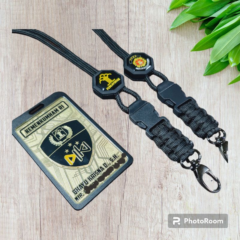 

plat id card peneng lanyard holder 2 sisi logo kemenkumham ri