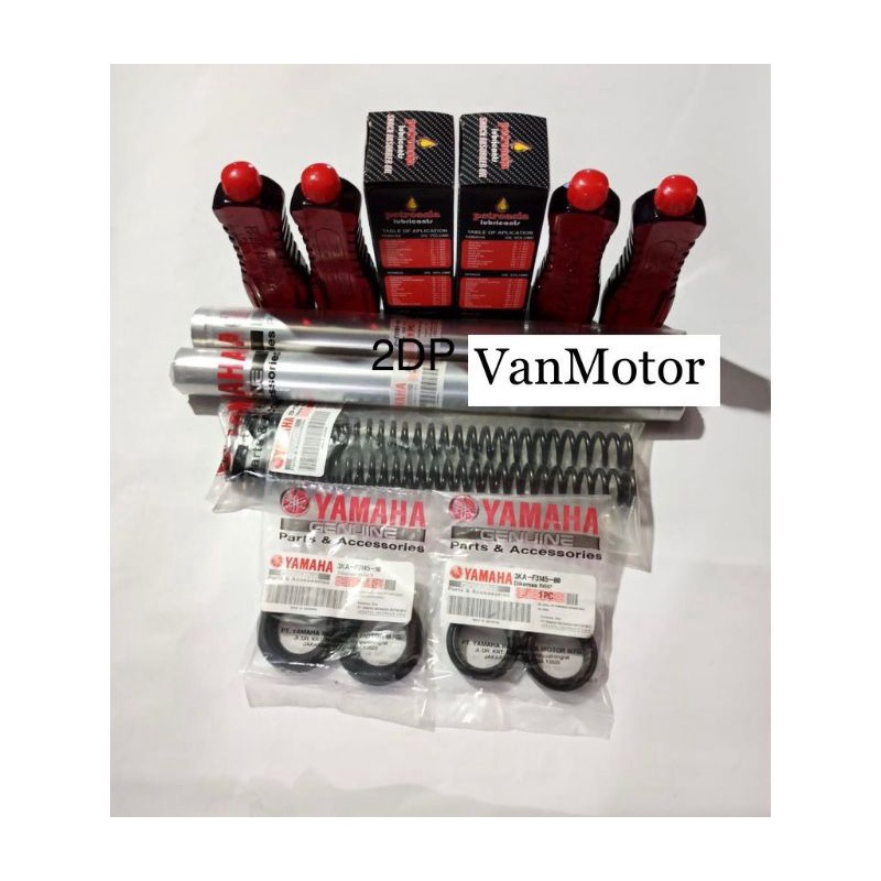 PAKET AS SHOCK SOK DEPAN NMAX N MAX N-MAX YAMAHA 2DP SET SEAL OIL PER SHOCK TERDIRI DARI: 2pcs as shock 2pcs seal shock 2pcs seal abu 2pcs oil shock 2pcs per shock