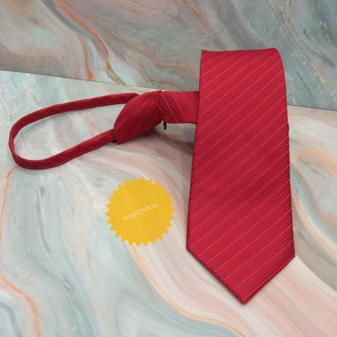 dasi pria dasi instan/Zipper merah polos dasi siap pakai