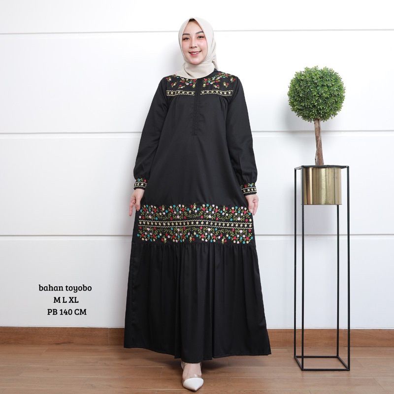 NEW/Gamis katun toyobo/gamis katun/gamis toyobo/gamis bordir/gamis katun toyobo bordir