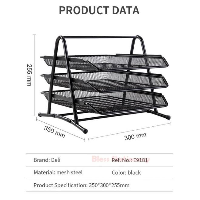 

Baru Deli Rak Dokumen 3 Susun / Rak File / Rak Kertas / File Tray (E9181) Original