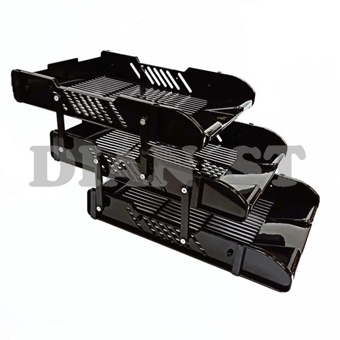 

Baru Rak Kertas Surat Dokumen 3 Susun / Tray Organizer Dct-603 Es Hitam -Pc Original