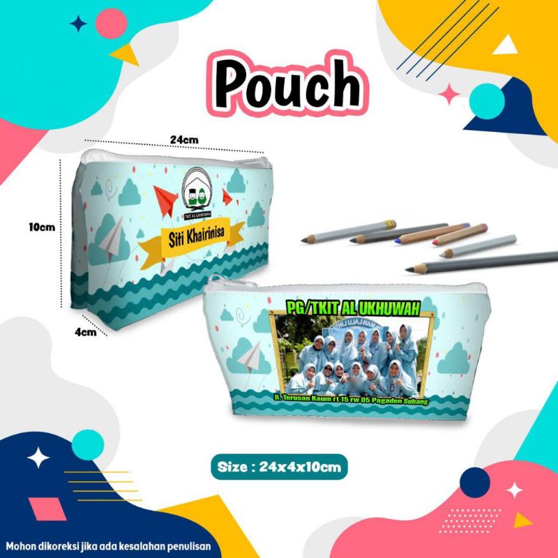 

Pouch Custom/Nama/Foto School 2/tempat pensil/Souvenir Kado/ Hadiah/Wadah Kostak/ Kotak/Dompet