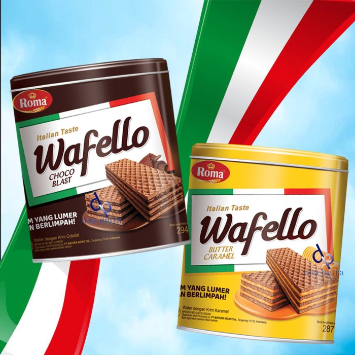 

Roma Wafello Kaleng( wafello coklat & wafello butter caramel)Kombo