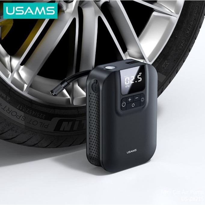 USAMS ZB215 Mini Car Air Pump Portable 5000mAh Pompa Angin Ban Mobil