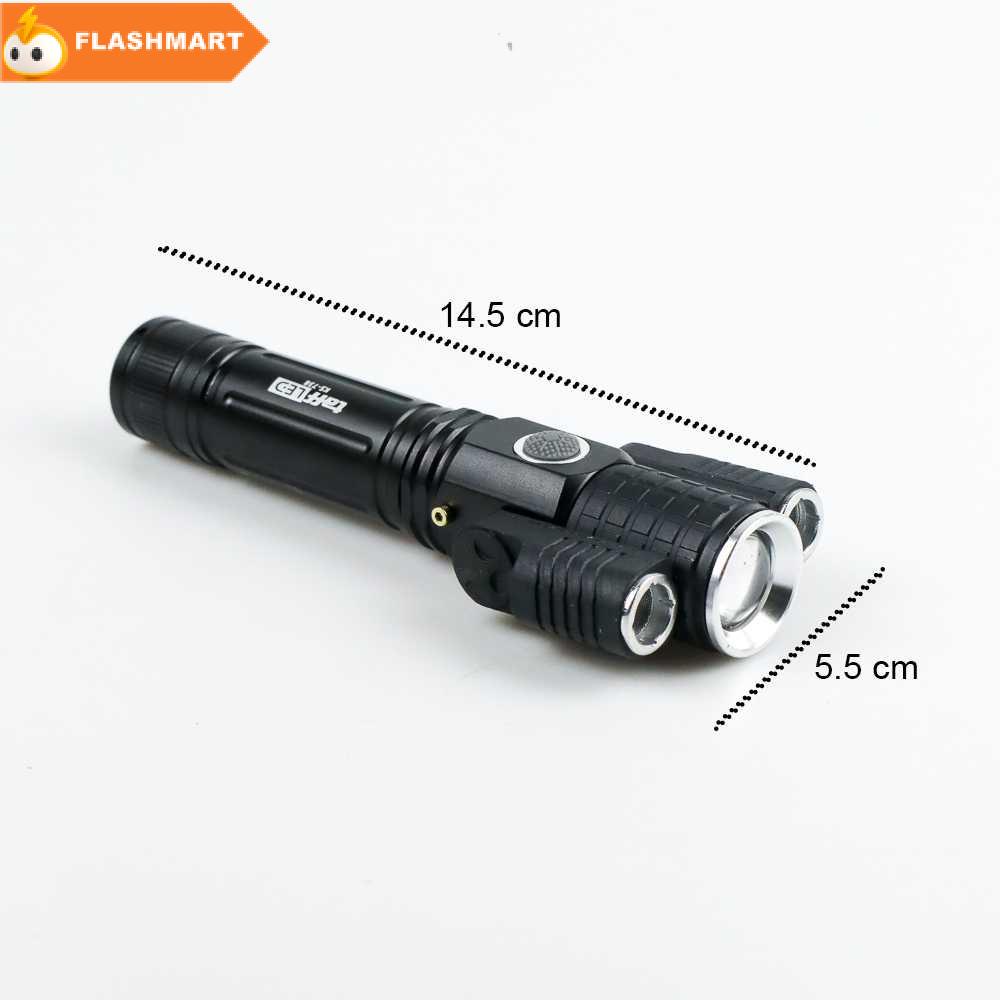 FLASHMART Senter LED Rotating Zoom Cree T6 + 2 x XPE 1500 Lm - KS-738