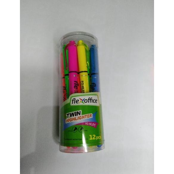 

Stabilo 2 Warna 2 In 1 Isi 12 Pcs / Stabilo Twin Highlighter Flexoffice