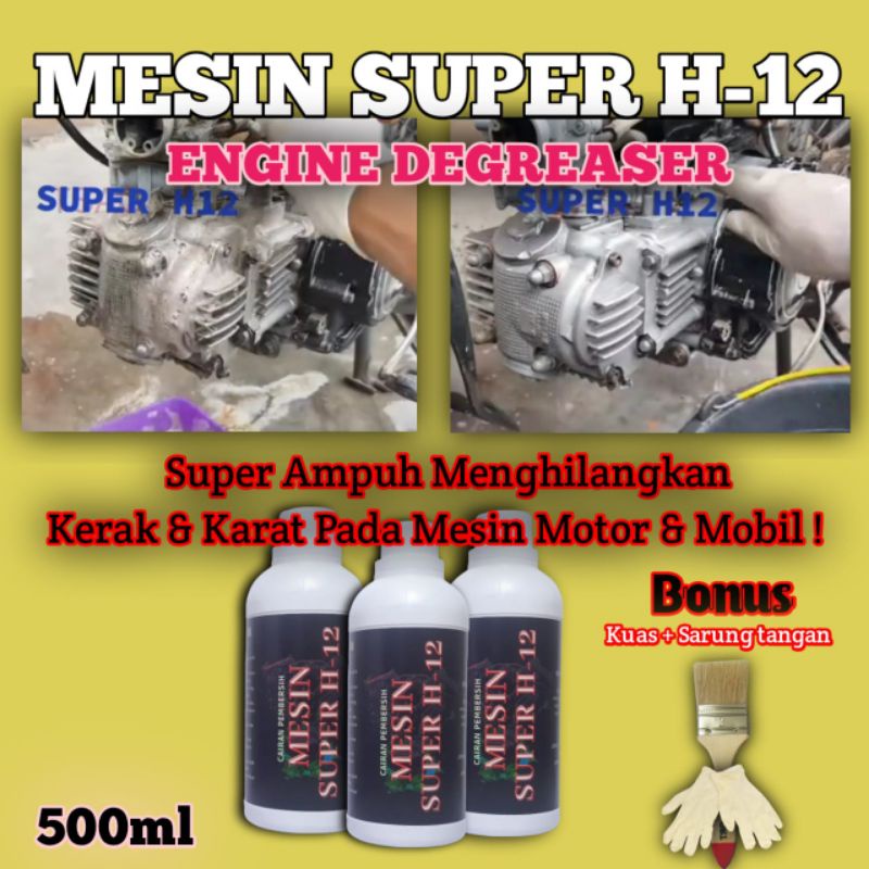 terlaris dan termurah Cairan super H-12 500ML  pembersih blok mesin motor/mobil.pembersih kotoran ka
