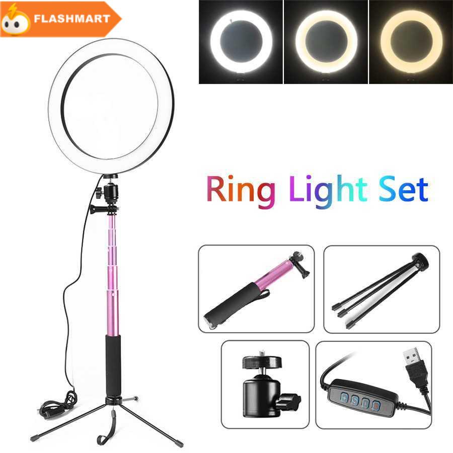 FLASHMART TaffSTUDIO Lampu Halo Ring Light LED Kamera 16CM with Tripod - EL940008A