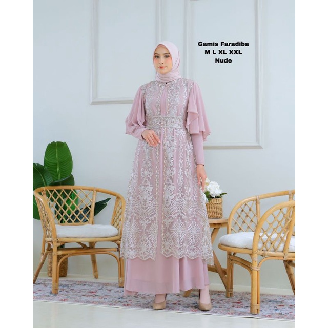 Dress Pesta Mewah| Gamis Faradiba Tile Sapto Payet Terbaru| Gamis Cardigan Lepas Pasang|