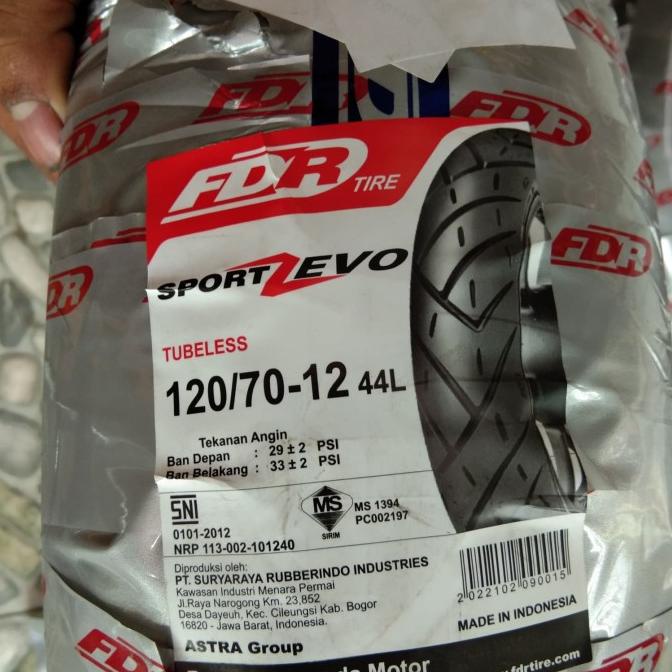 Ban Motor Murah Fdr 120/70-12 Sport Zevo Ban Vespa Sprint Matic Depan / Blk