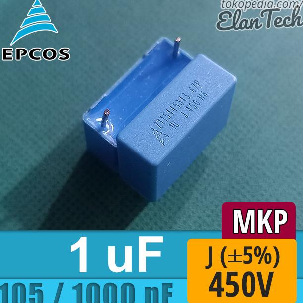 Epcos 1uF / 105 450V MKP Polypropylene Capacitor Kapasitor Elan73c Berkualitas