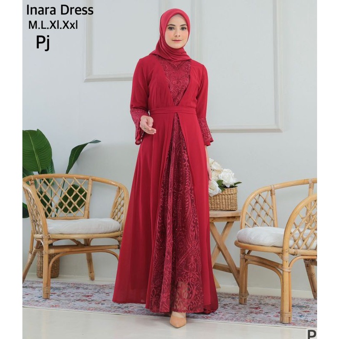 Dress Ceruty Brukat Bordir Original PJ Butik