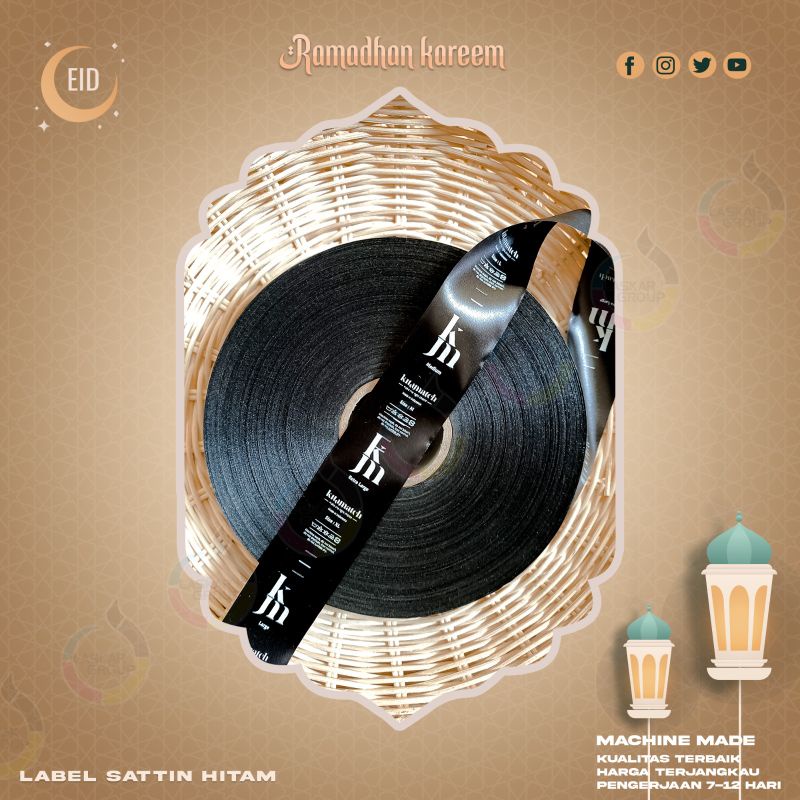 

label satin hitam / label merek sablon permanen / label custom
