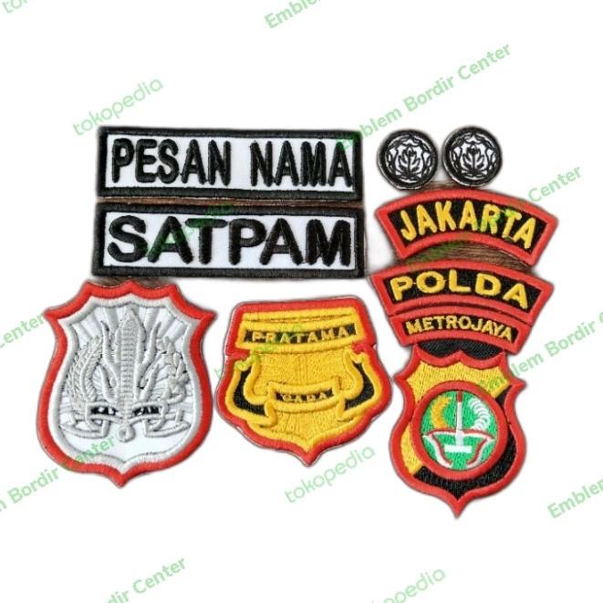 Terlaris Set Bordir Timbul Satpam Polda Lengkap (Polda Bisa Request)
