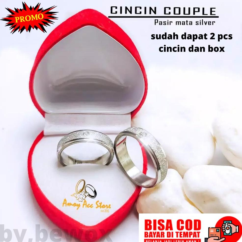 Terbaru Cod Kk Cincin Kawin Pasir Mata Silver Dapat 2 Pcs Dan Free Box Cincin Model Love Berlapis Em