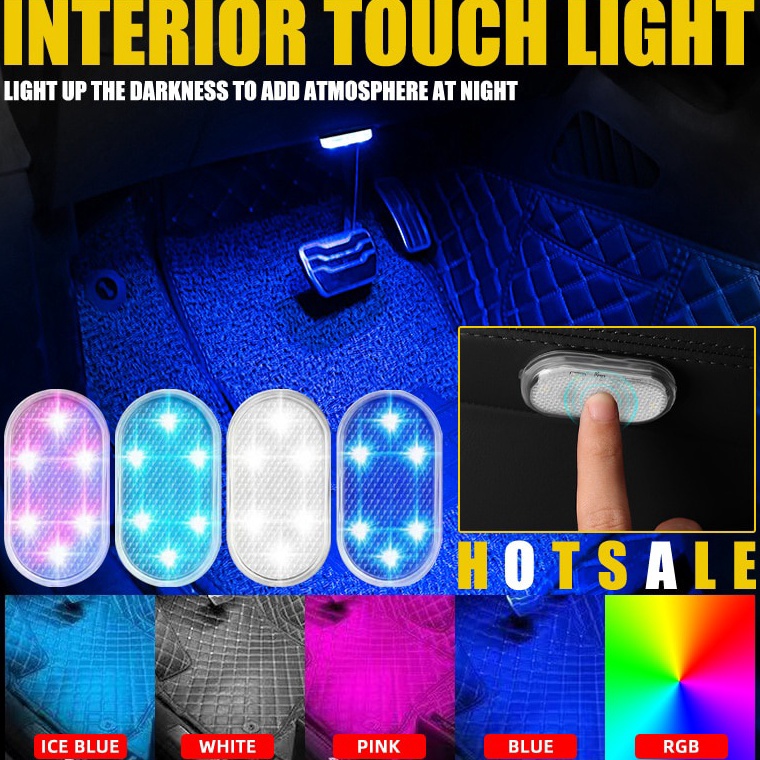 (T☛Q8-☎) Interior Mobil Mini Lampu Sentuh Lampu Ambient Auto Atap Langit-langit Lampu Baca LED Mobil